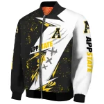 appalachian state mountaineers ripped bolt black white bomber jacket best selling