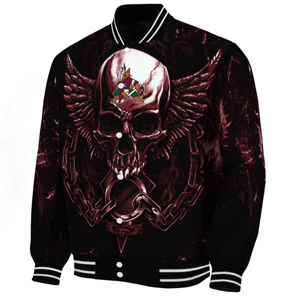arizona coyotes skull bite red black varsity jacket best selling arizona coyotes skull bite red black varsity jacket best selling