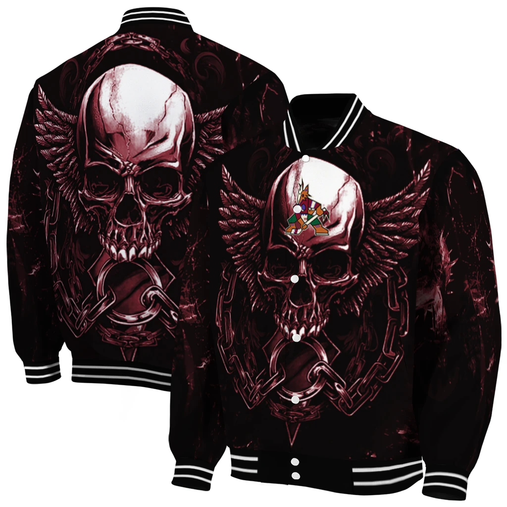 arizona coyotes skull bite red black varsity jacket fashion forward arizona coyotes skull bite red black varsity jacket fashion forward