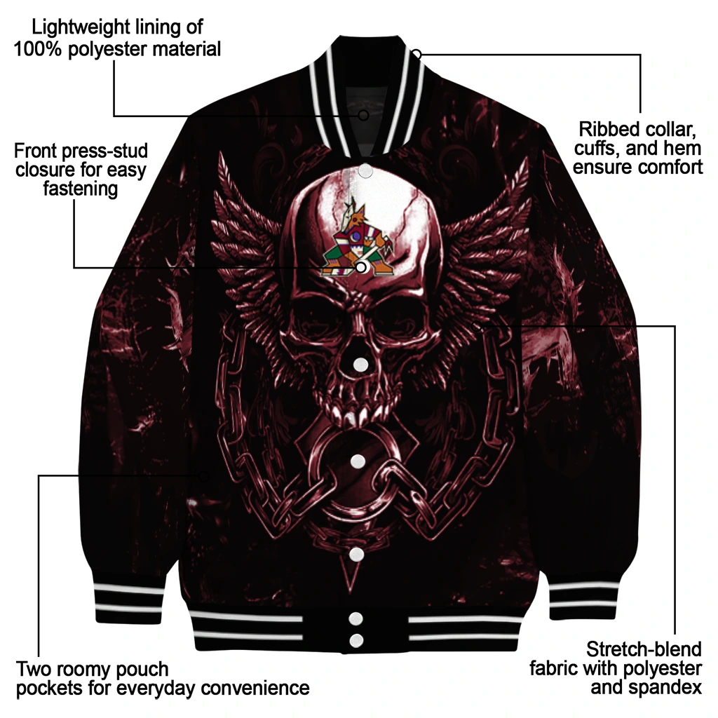 arizona coyotes skull bite red black varsity jacket new arrival arizona coyotes skull bite red black varsity jacket new arrival