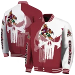 arizona coyotes skull outline red white varsity jacket best selling