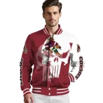 arizona coyotes skull outline red white varsity jacket best selling