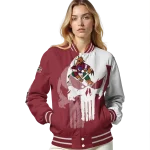 arizona coyotes skull outline red white varsity jacket best selling