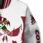 arizona coyotes skull outline red white varsity jacket best selling