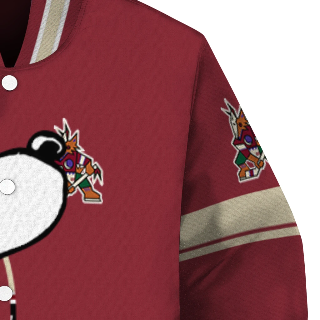 arizona coyotes snoopy attitude red varsity jacket premium grade arizona coyotes snoopy attitude red varsity jacket premium grade