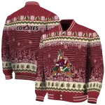 arizona coyotes snowy pines red varsity jacket best selling
