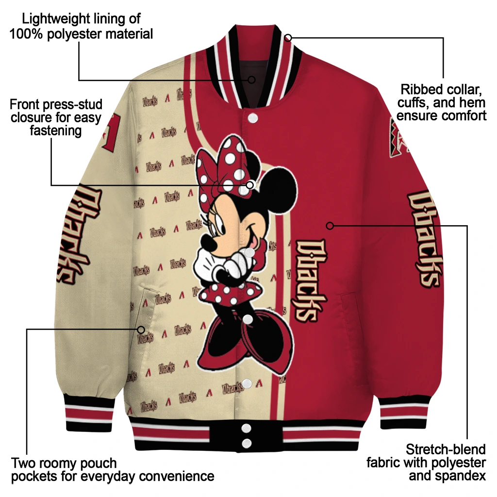 arizona diamondbacks minnie mouse red varsity jacket new arrival arizona diamondbacks minnie mouse red varsity jacket new arrival