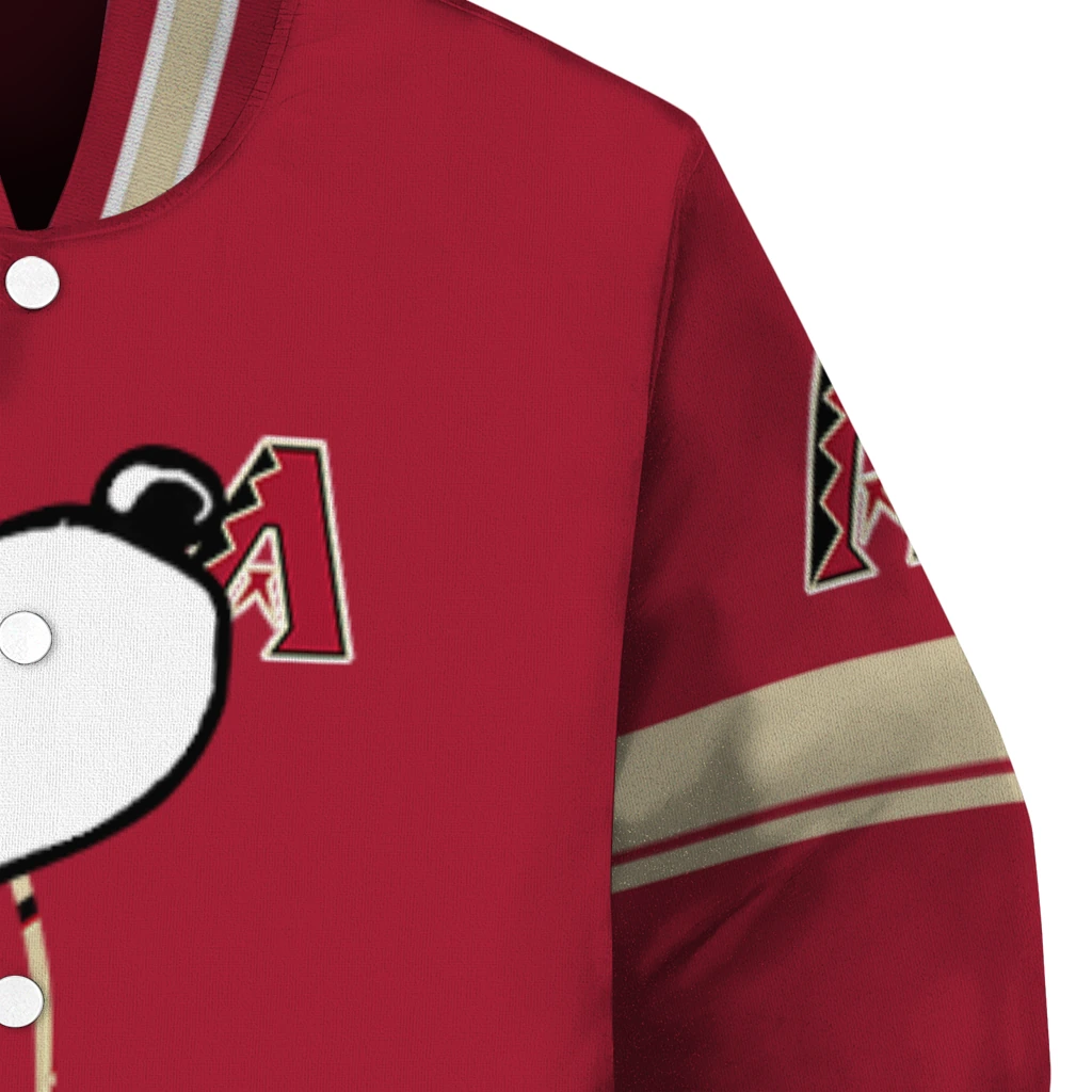 arizona diamondbacks snoopy attitude red varsity jacket premium grade arizona diamondbacks snoopy attitude red varsity jacket premium grade