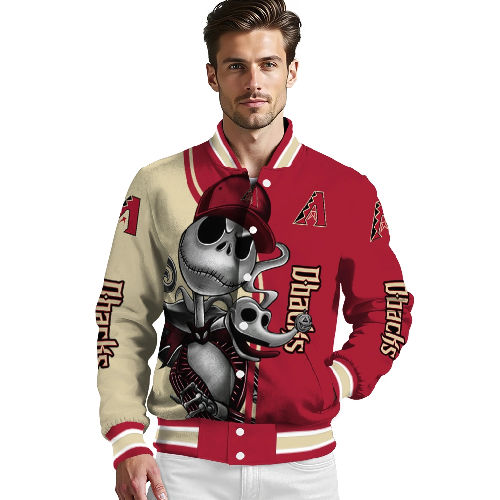 arizona diamondbacks spooky grin red varsity jacket high quality arizona diamondbacks spooky grin red varsity jacket high quality