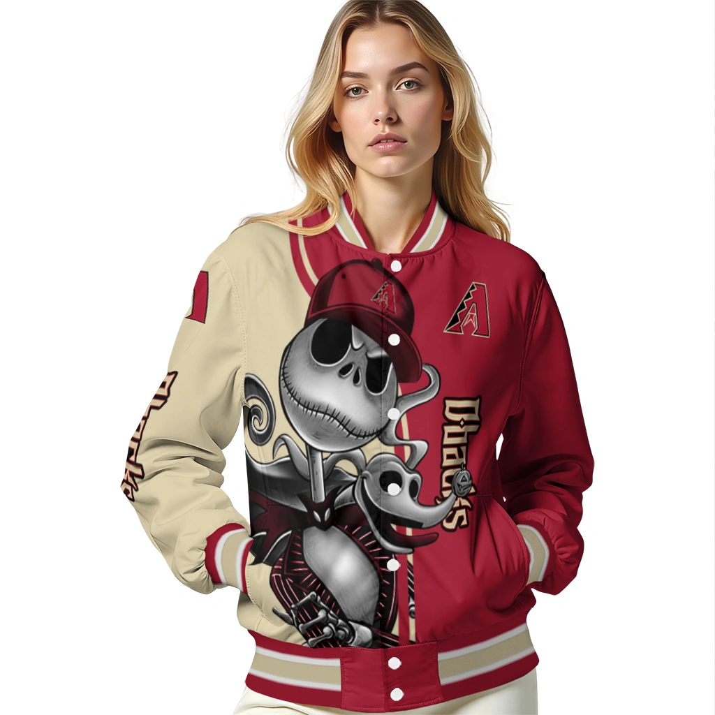 arizona diamondbacks spooky grin red varsity jacket latest model arizona diamondbacks spooky grin red varsity jacket latest model