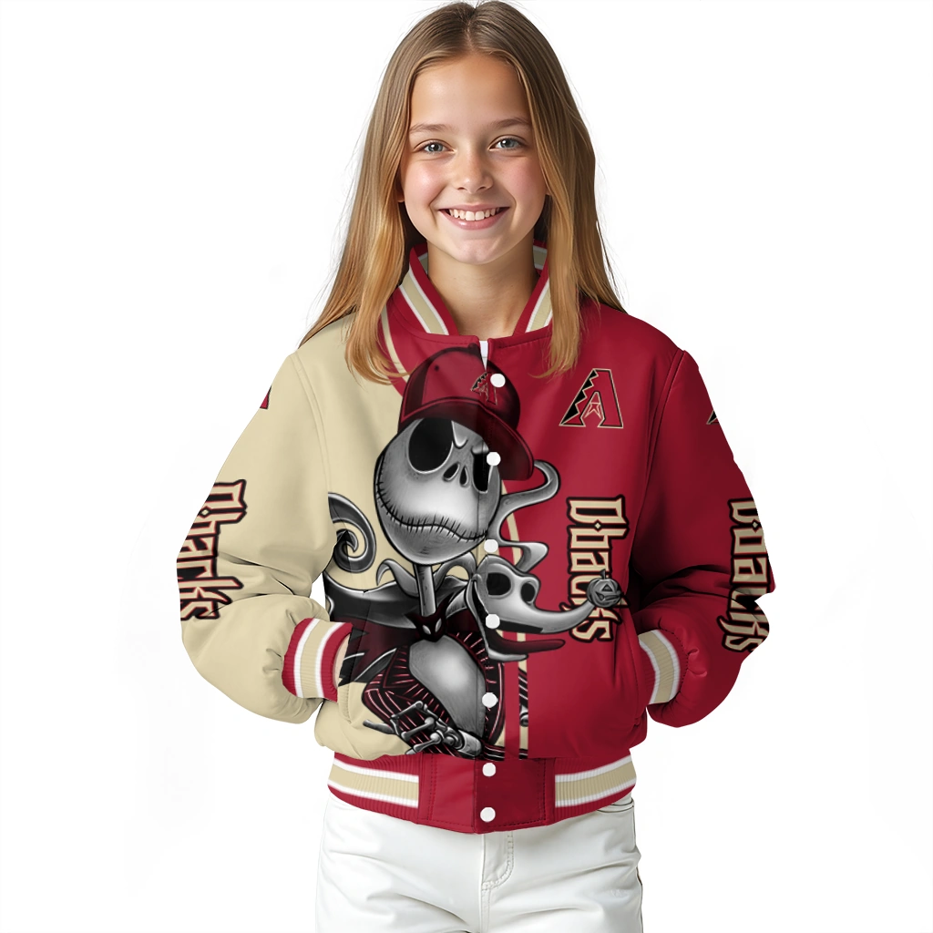 arizona diamondbacks spooky grin red varsity jacket top rated arizona diamondbacks spooky grin red varsity jacket top rated