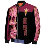 arizona state sun devils fire skull maroon black bomber jacket best selling