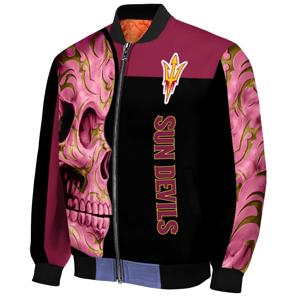 arizona state sun devils fire skull maroon black bomber jacket fashion forward arizona state sun devils fire skull maroon black bomber jacket fashion forward