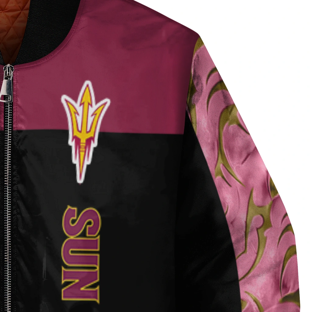 arizona state sun devils fire skull maroon black bomber jacket premium grade arizona state sun devils fire skull maroon black bomber jacket premium grade