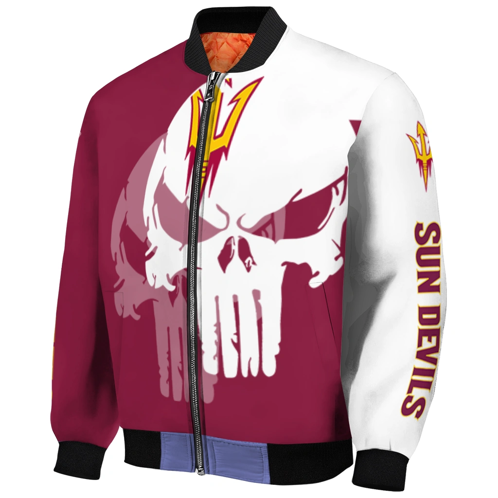 arizona state sun devils skull outline maroon white bomber jacket fashion forward arizona state sun devils skull outline maroon white bomber jacket fashion forward