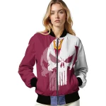 arizona state sun devils skull outline maroon white bomber jacket best selling