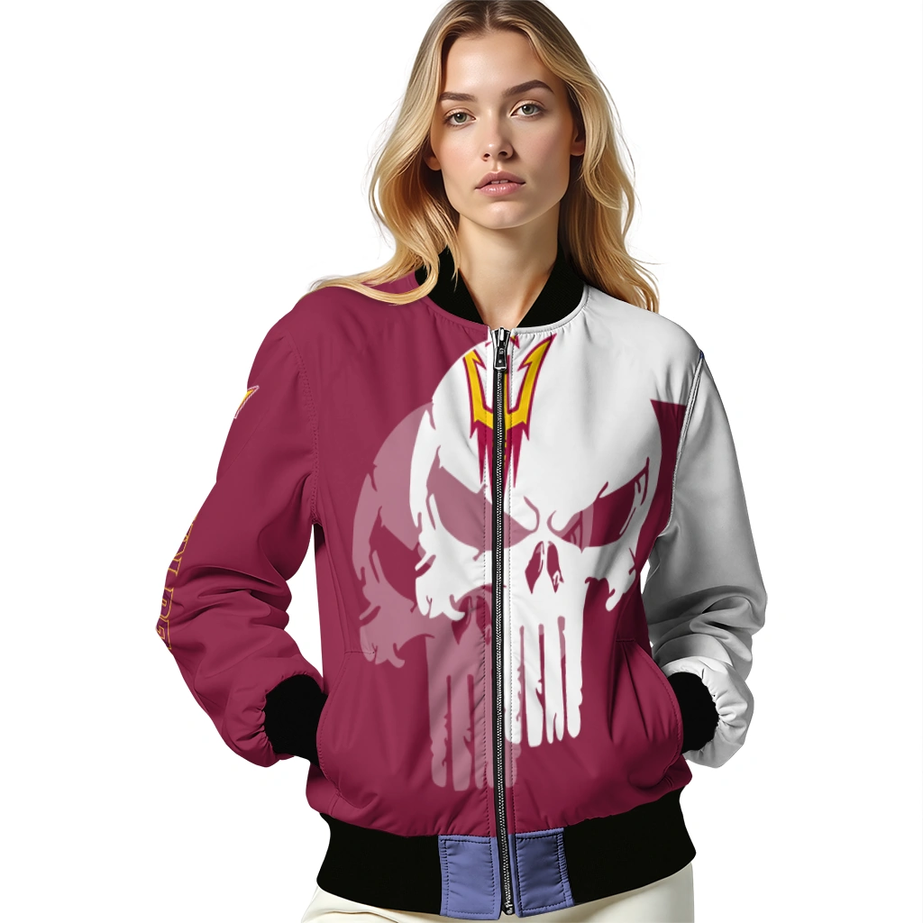 arizona state sun devils skull outline maroon white bomber jacket latest model arizona state sun devils skull outline maroon white bomber jacket latest model