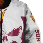 arizona state sun devils skull outline maroon white bomber jacket best selling