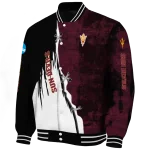 arizona state sun devils torn texture print maroon black varsity jacket best selling