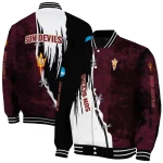 arizona state sun devils torn texture print maroon black varsity jacket best selling