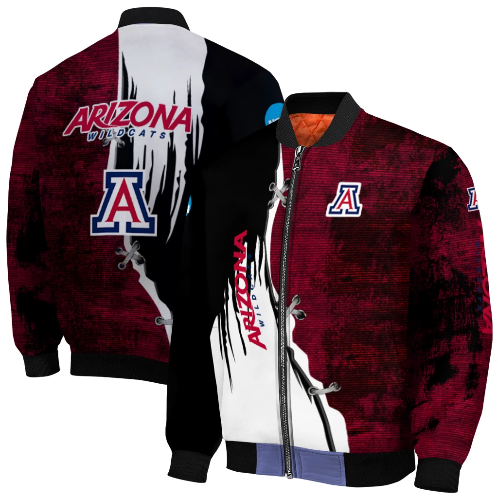 arizona wildcats torn texture print red black bomber jacket best selling arizona wildcats torn texture print red black bomber jacket best selling