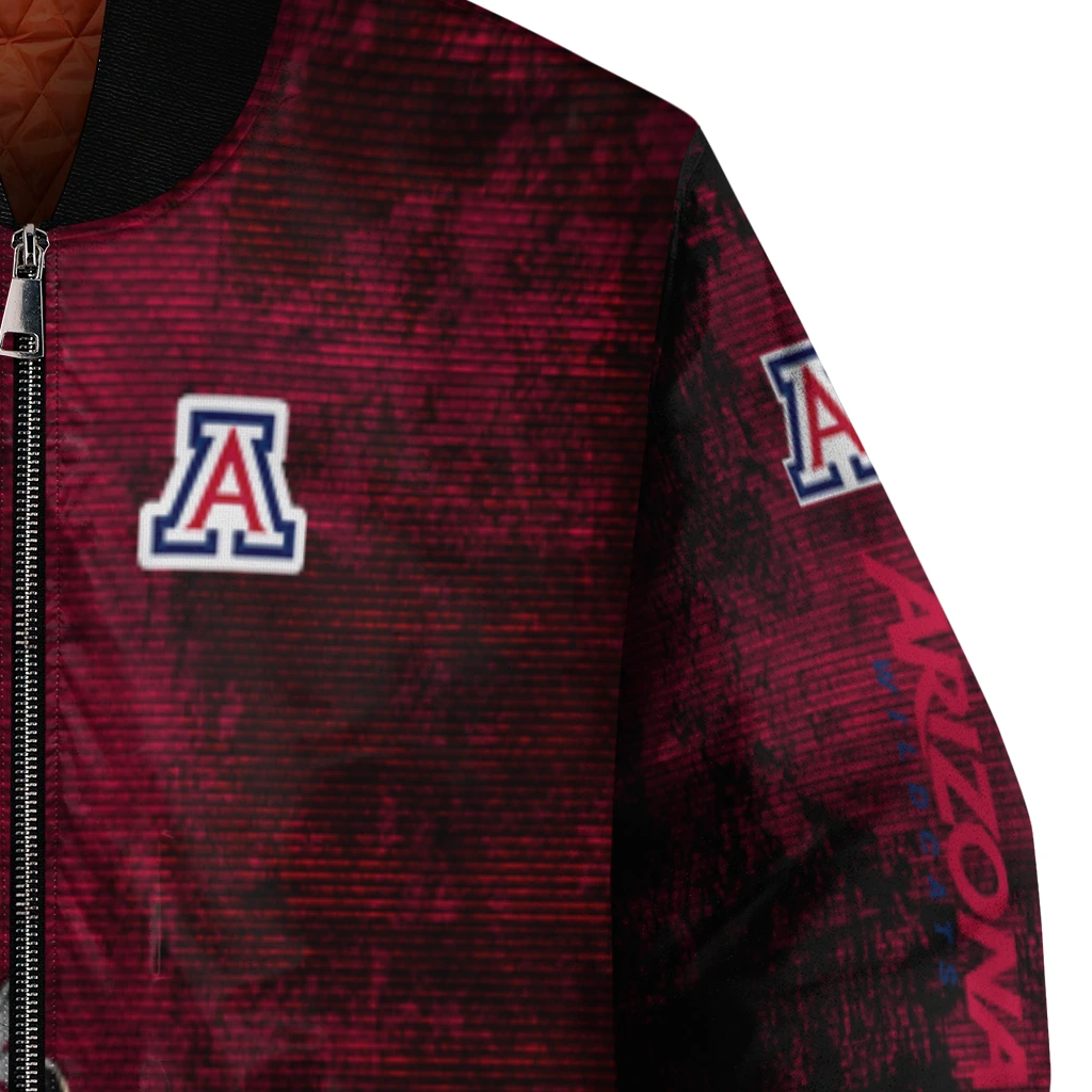 arizona wildcats torn texture print red black bomber jacket premium grade arizona wildcats torn texture print red black bomber jacket premium grade