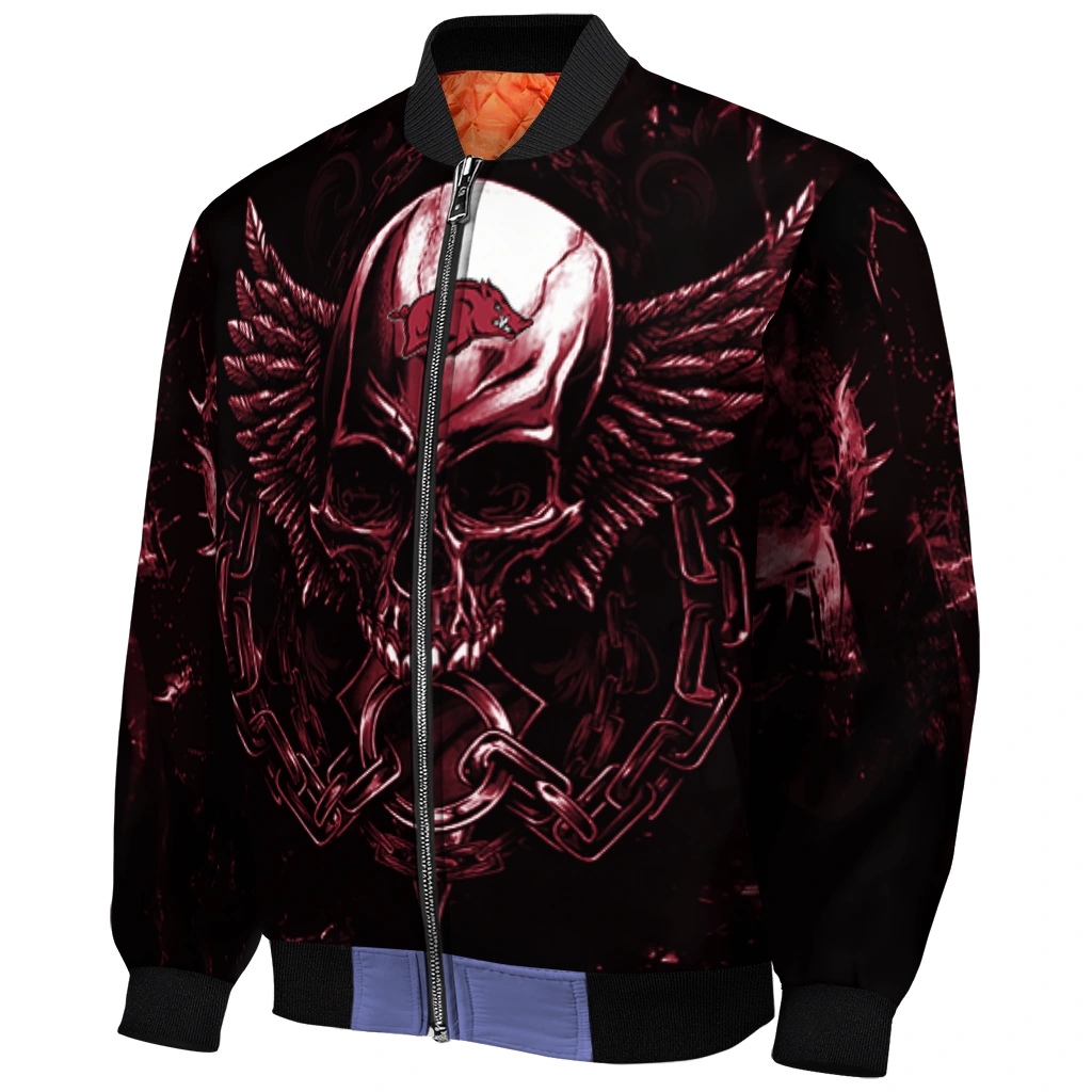 arkansas razorbacks skull bite red black bomber jacket fashion forward arkansas razorbacks skull bite red black bomber jacket fashion forward