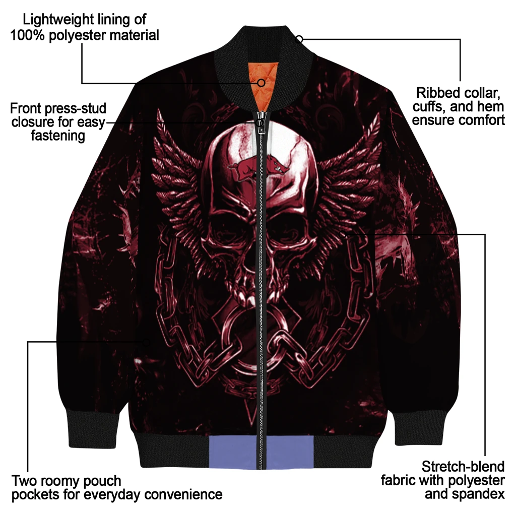 arkansas razorbacks skull bite red black bomber jacket new arrival arkansas razorbacks skull bite red black bomber jacket new arrival