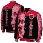 arkansas state red wolves fire skull scarlet black varsity jacket best selling