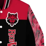 arkansas state red wolves fire skull scarlet black varsity jacket best selling