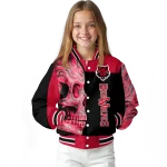 arkansas state red wolves fire skull scarlet black varsity jacket best selling
