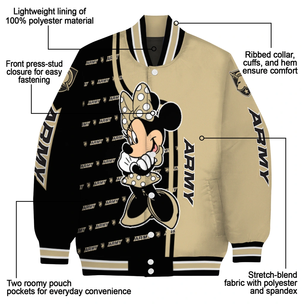 army black knights minnie mouse gold varsity jacket new arrival army black knights minnie mouse gold varsity jacket new arrival