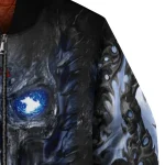 atlanta braves inferno skull navy black bomber jacket best selling