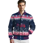 atlanta braves snowy pines navy varsity jacket best selling