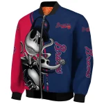 atlanta braves spooky grin navy bomber jacket best selling