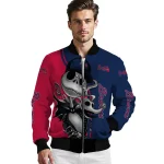 atlanta braves spooky grin navy bomber jacket best selling