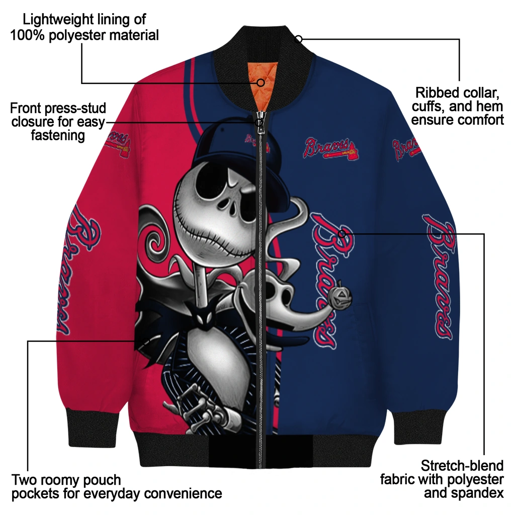 atlanta braves spooky grin navy bomber jacket new arrival atlanta braves spooky grin navy bomber jacket new arrival