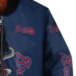 atlanta braves spooky grin navy bomber jacket best selling