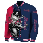 atlanta braves spooky grin navy varsity jacket best selling