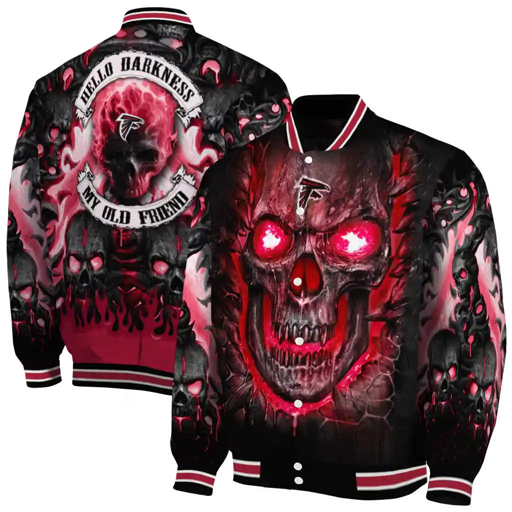 atlanta falcons inferno skull red black varsity jacket fashion forward atlanta falcons inferno skull red black varsity jacket fashion forward
