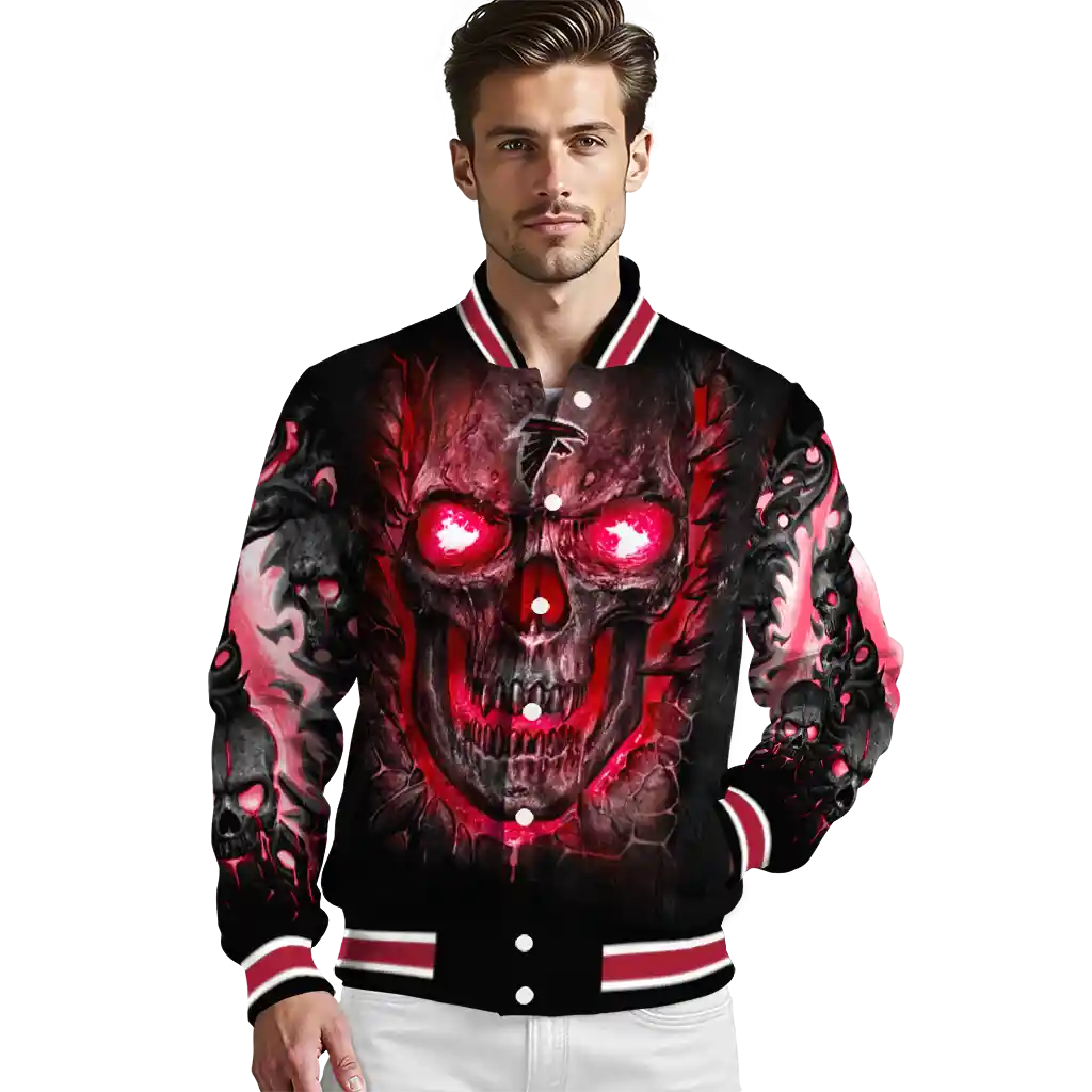 atlanta falcons inferno skull red black varsity jacket high quality atlanta falcons inferno skull red black varsity jacket high quality