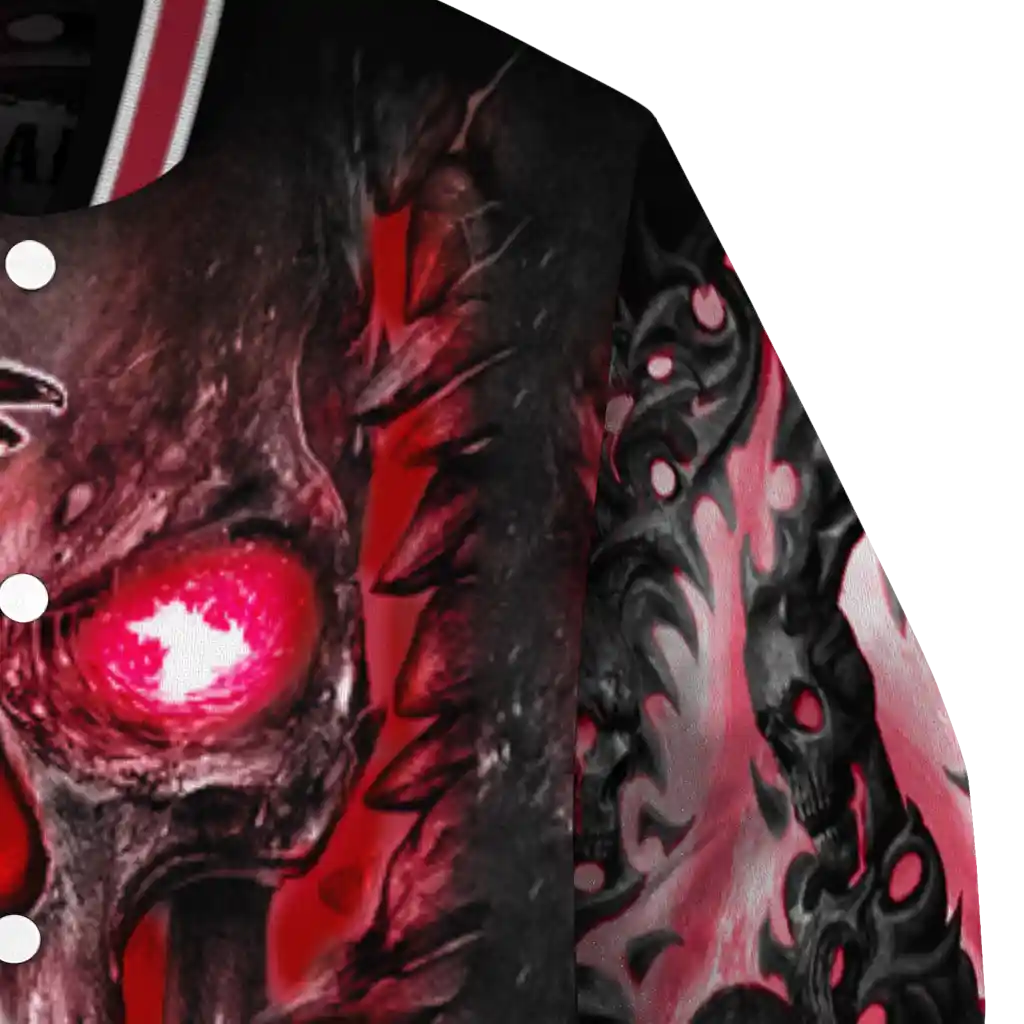 atlanta falcons inferno skull red black varsity jacket premium grade atlanta falcons inferno skull red black varsity jacket premium grade