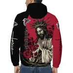 atlanta falcons jesus roses red black windbreaker jacket best selling