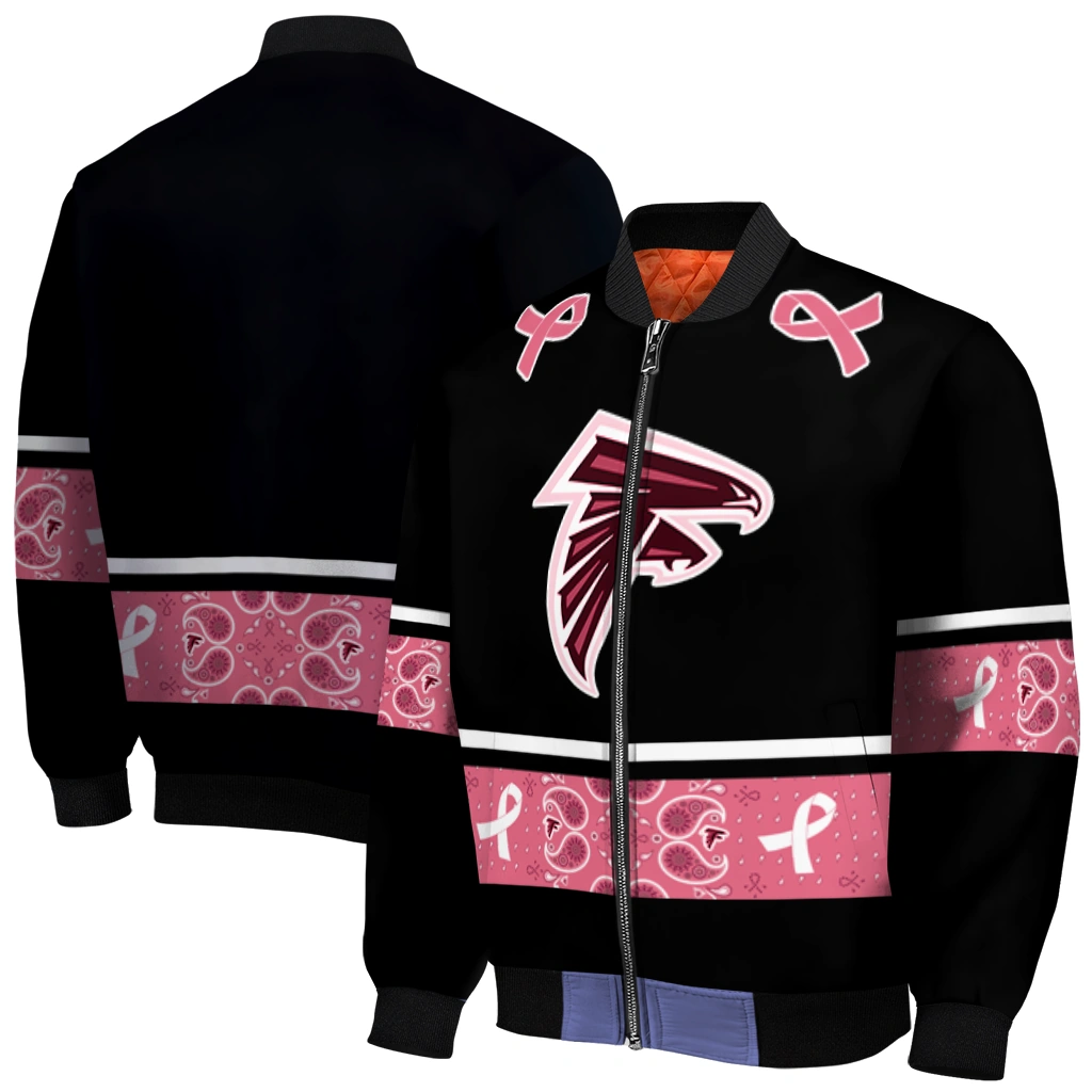 atlanta falcons pink ribbon black pink bomber jacket best selling atlanta falcons pink ribbon black pink bomber jacket best selling