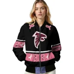 atlanta falcons pink ribbon black pink bomber jacket best selling