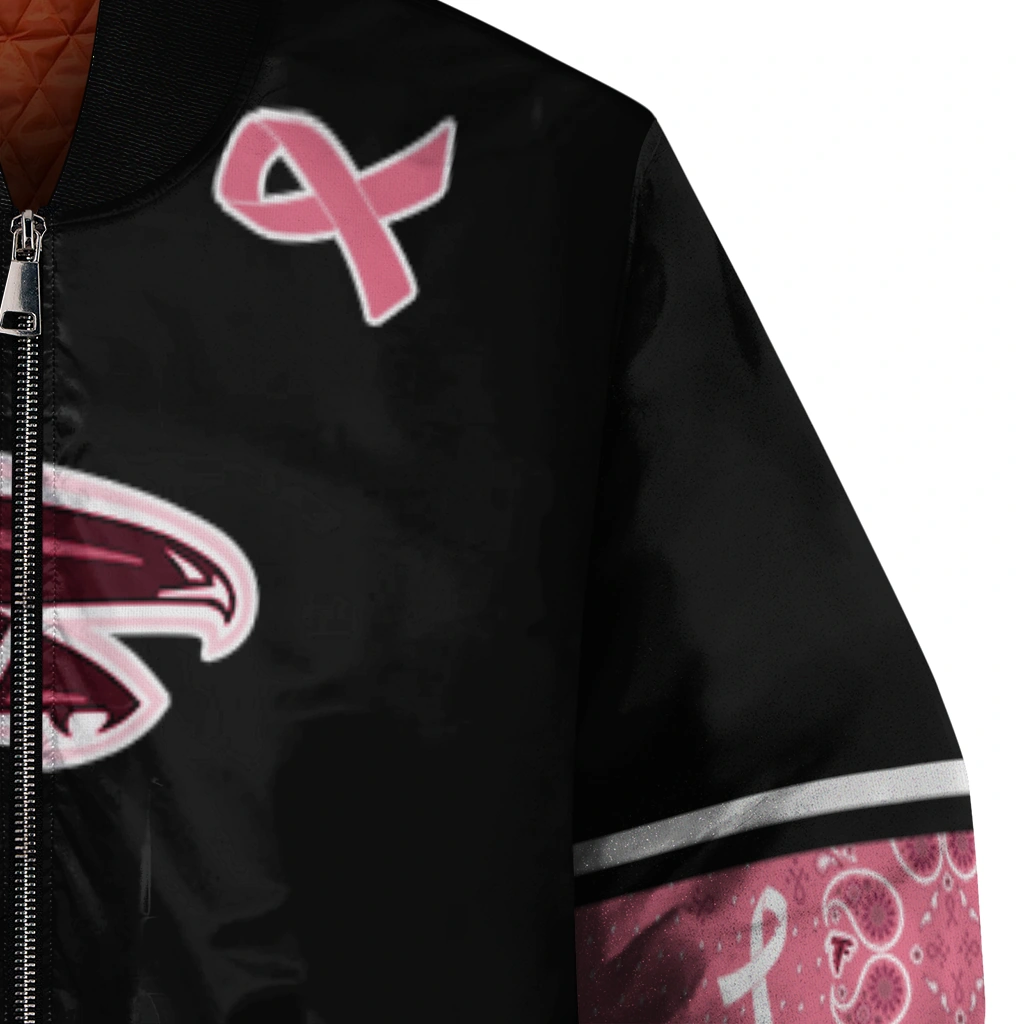 atlanta falcons pink ribbon black pink bomber jacket premium grade atlanta falcons pink ribbon black pink bomber jacket premium grade