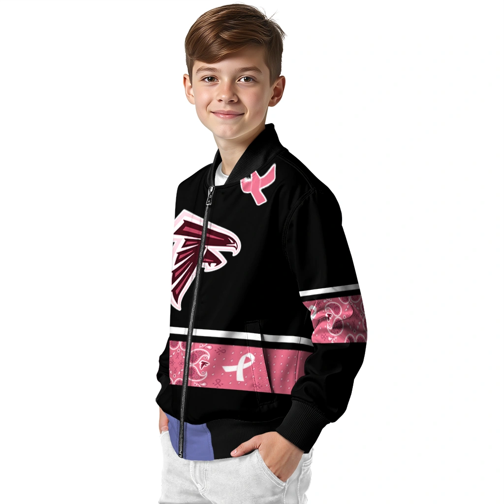 atlanta falcons pink ribbon black pink bomber jacket trendy atlanta falcons pink ribbon black pink bomber jacket trendy