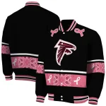 atlanta falcons pink ribbon black pink varsity jacket best selling