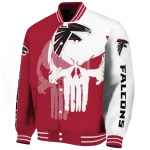 atlanta falcons skull outline red white varsity jacket best selling