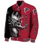 atlanta falcons spooky grin red varsity jacket best selling